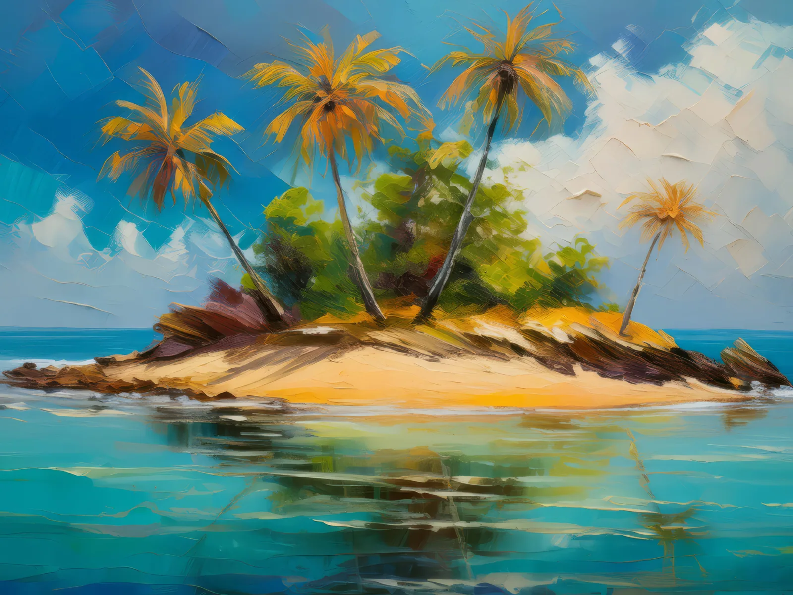 Deserted Island, a palette-knife oil landscape by Emma Mickelberg