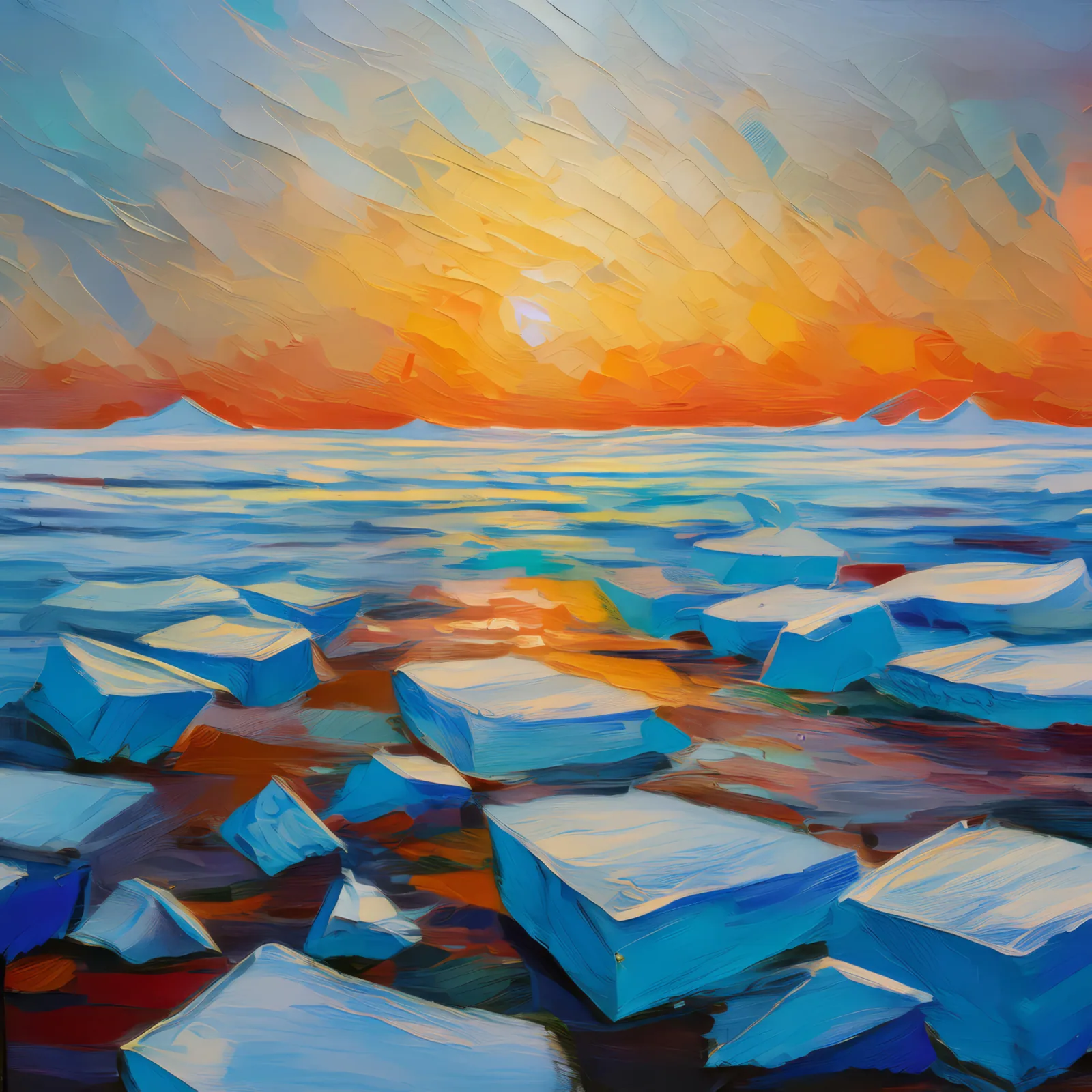 Desolate Ice Field, a palette-knife oil landscape by Emma Mickelberg