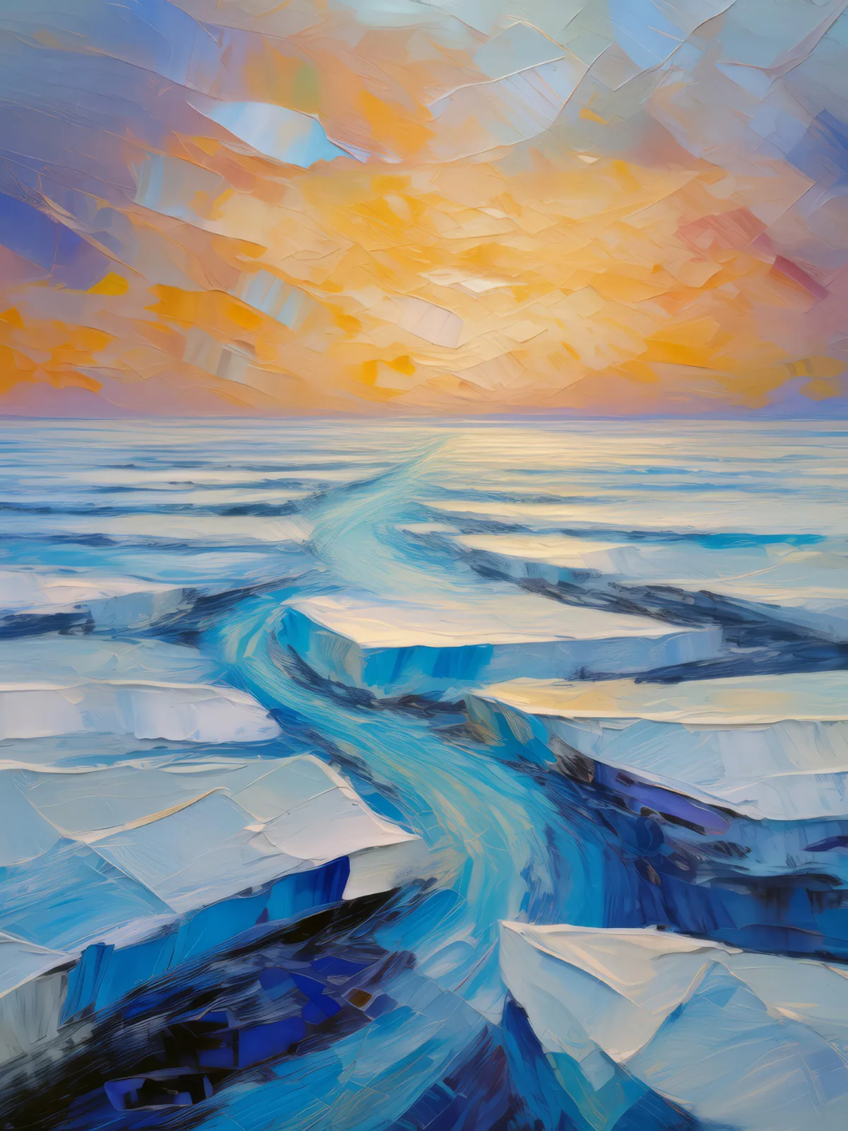 Desolate Ice Plain, a palette-knife oil landscape by Emma Mickelberg