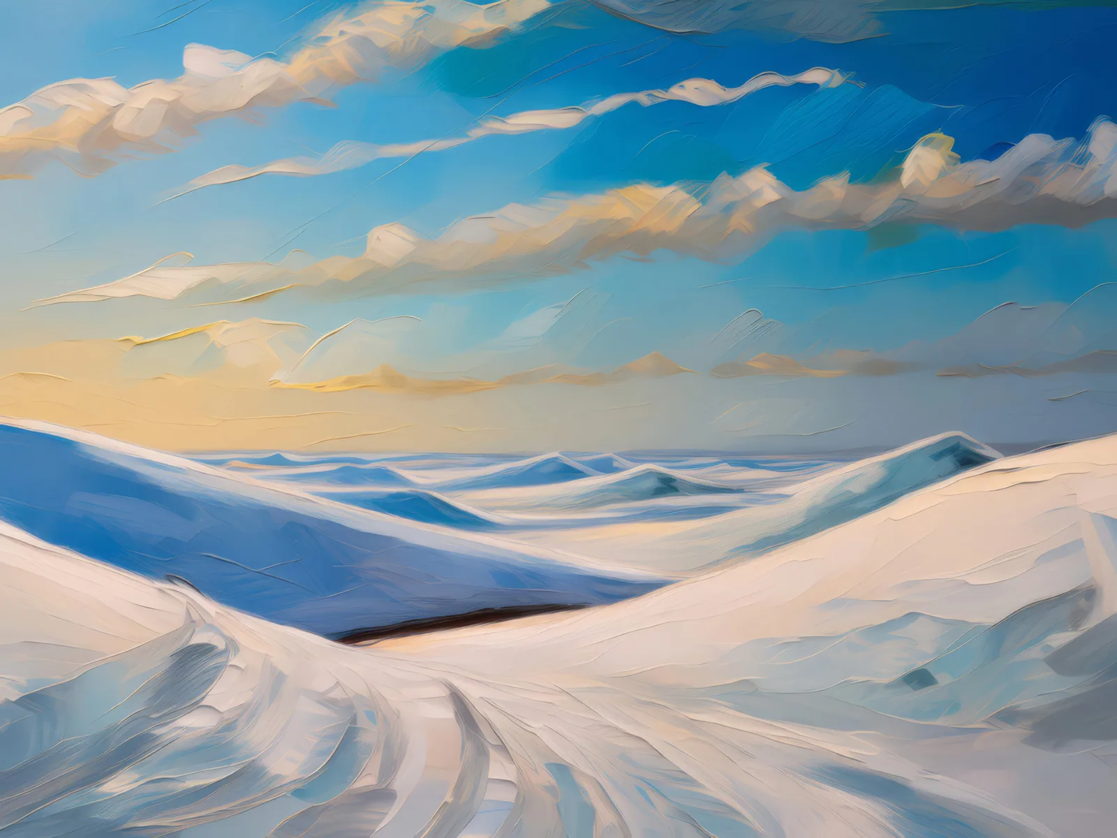 Desolate Polar Dunes, a palette-knife oil landscape by Emma Mickelberg