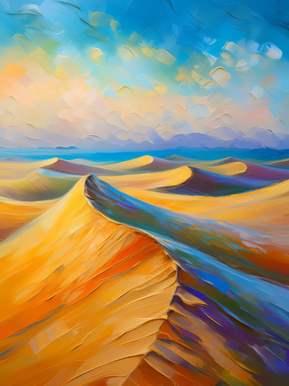 Dune Wind Ripples, a palette-knife oil landscape by Emma Mickelberg