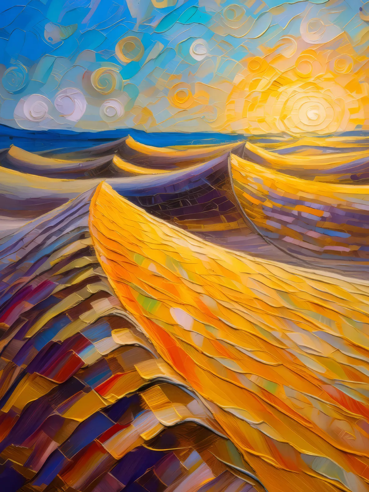 Dune Windswept Patterns, a palette-knife oil landscape by Emma Mickelberg