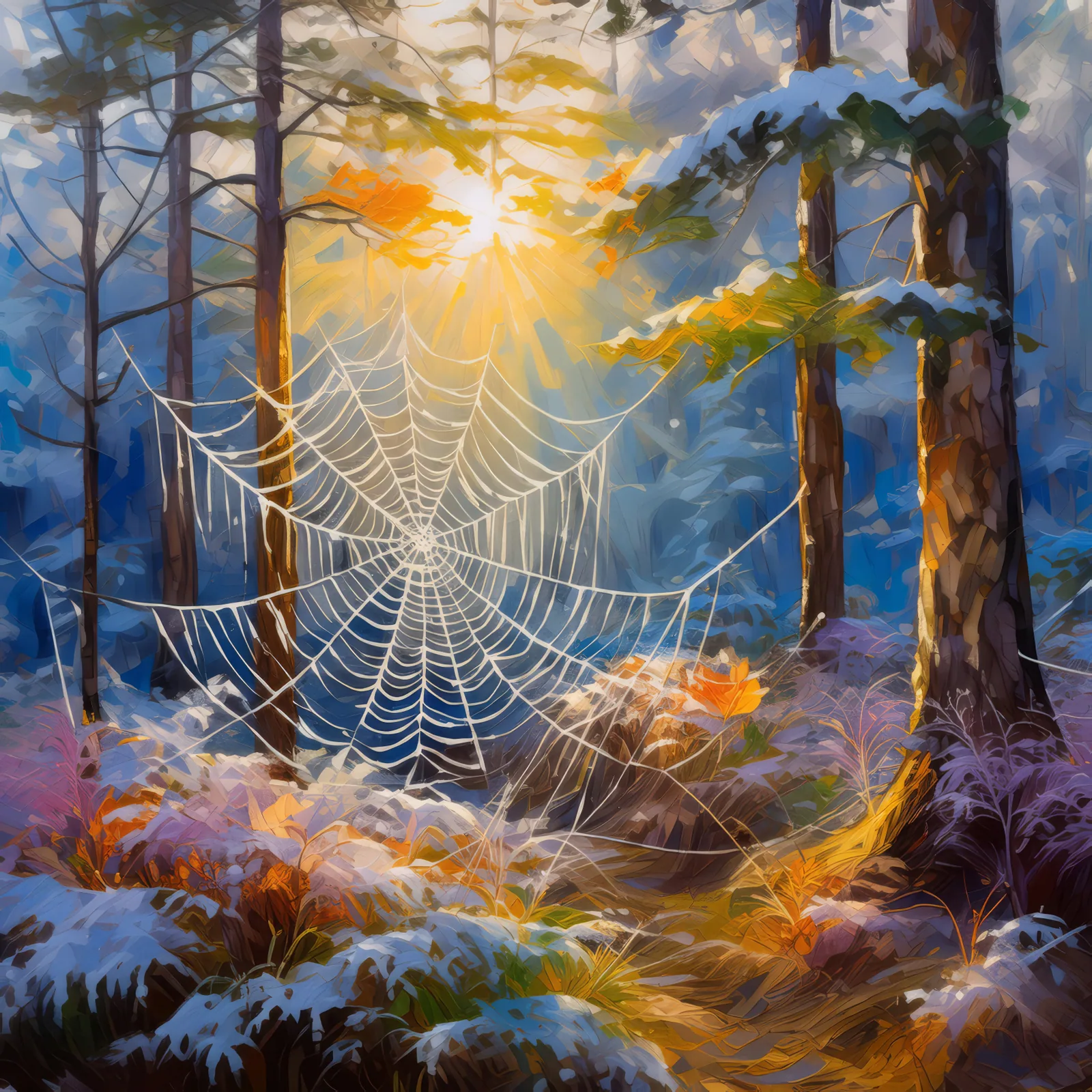 Early Frost Morning Light, a palette-knife oil landscape by Emma Mickelberg