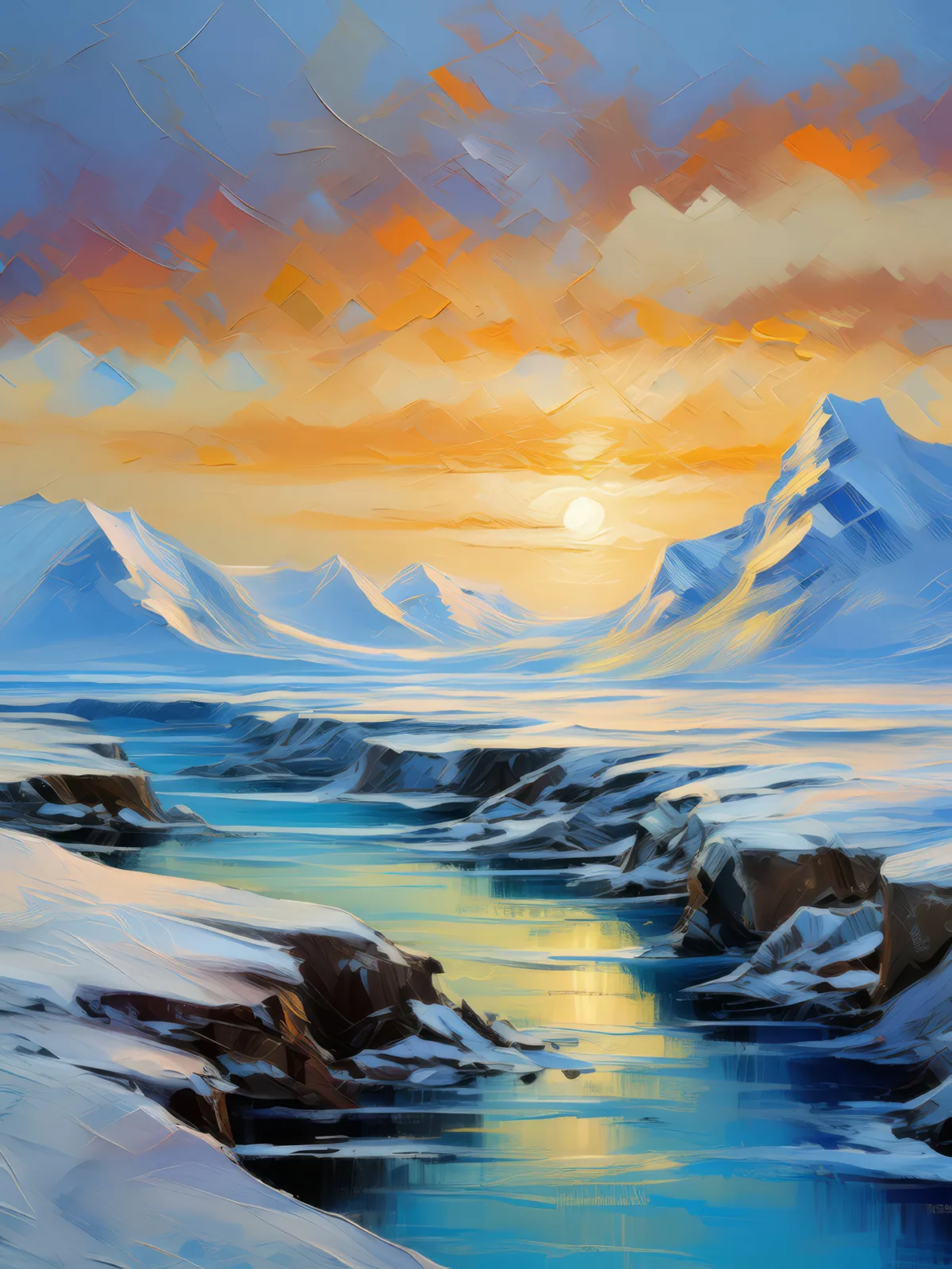 Echoes of Arctic Silence, a palette-knife oil landscape by Emma Mickelberg