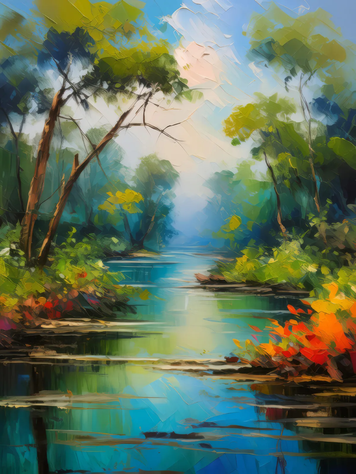 Echoes of the Delta, a palette-knife oil landscape by Emma Mickelberg