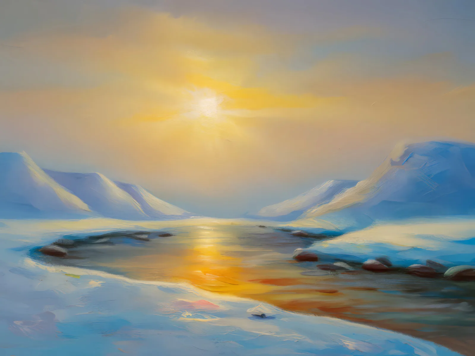 Echoes of Tundra Silence, a palette-knife oil landscape by Emma Mickelberg