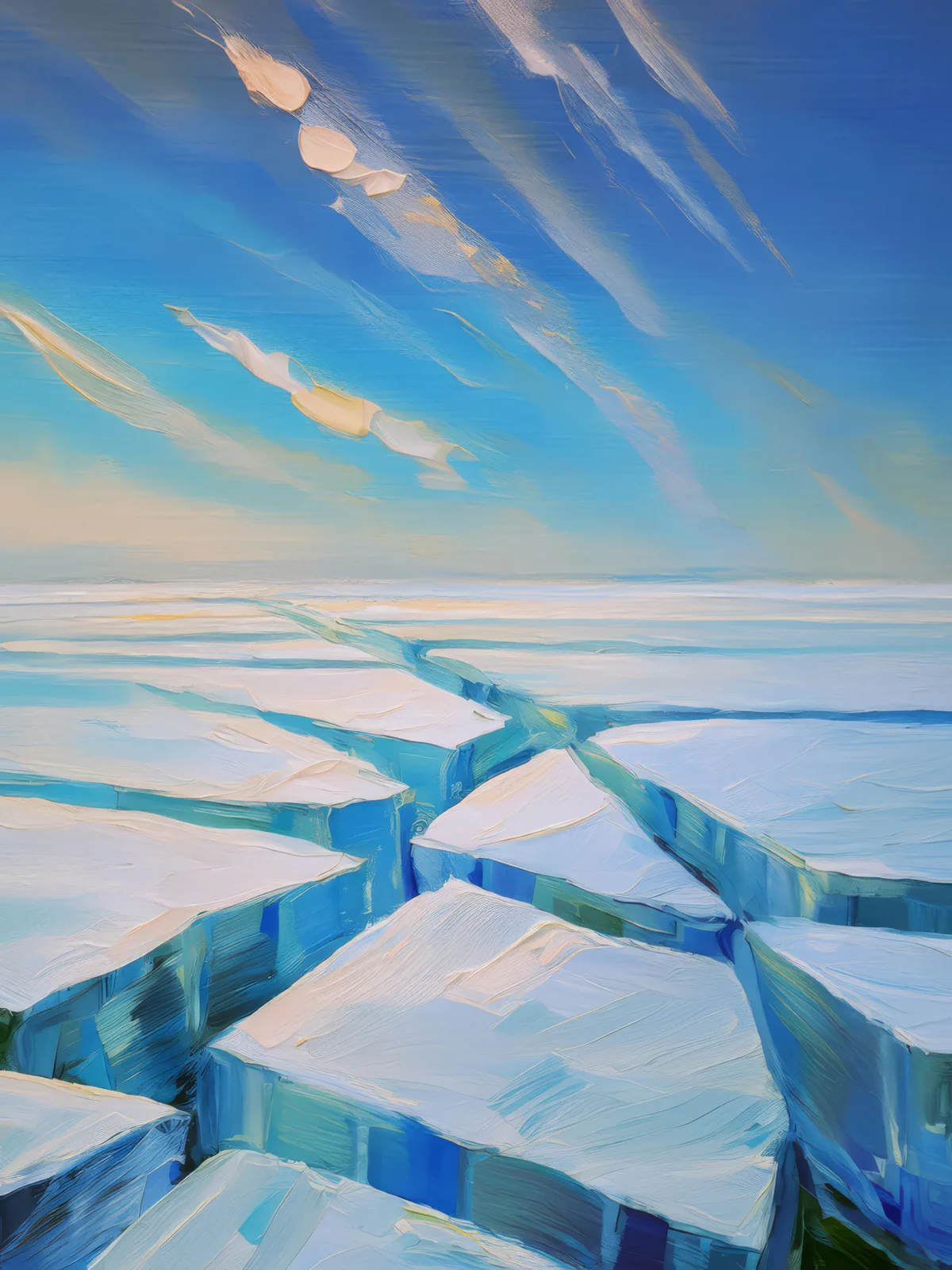 Expansive Ice Shelf, a palette-knife oil landscape by Emma Mickelberg