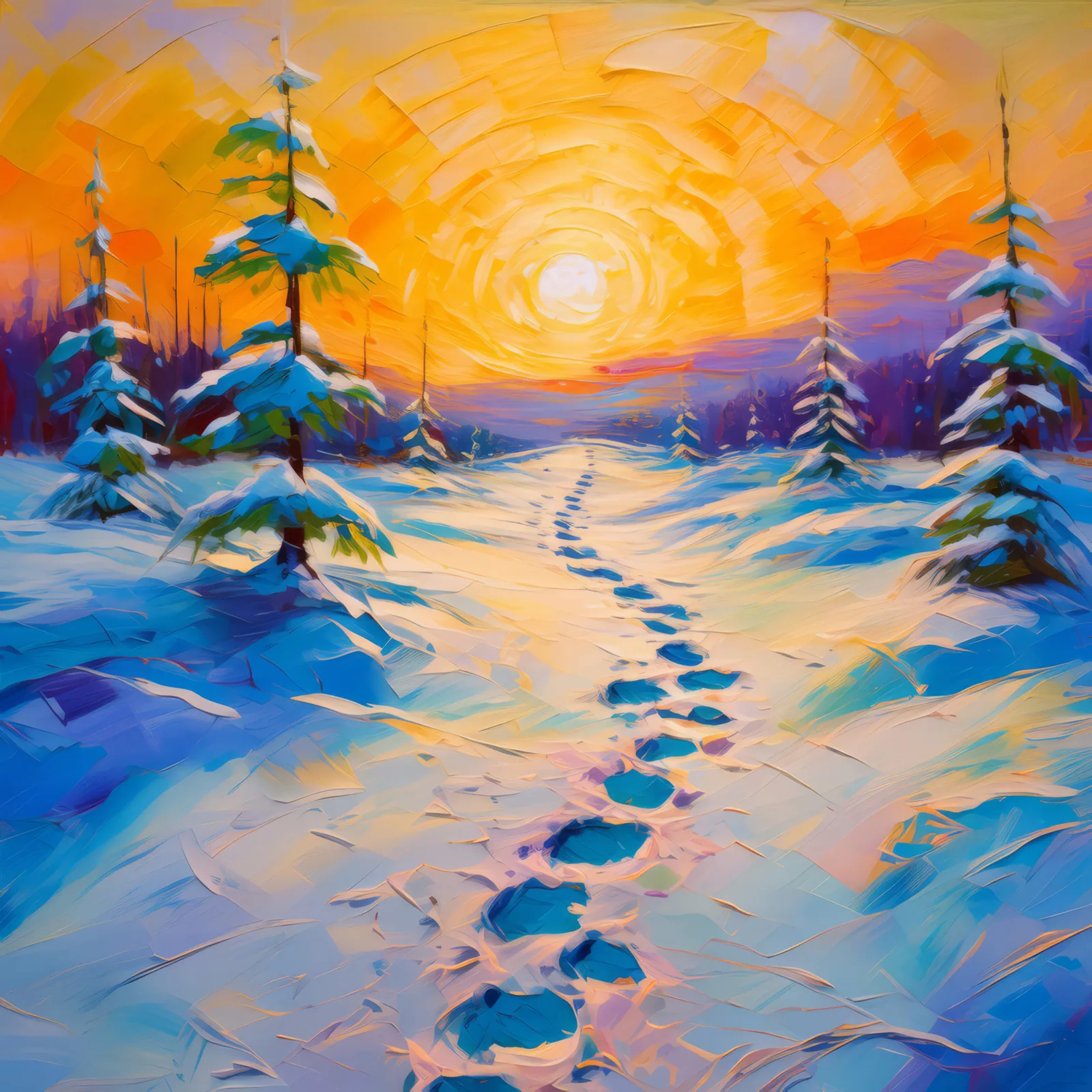 Fleeting Footprints in Boreal, a palette-knife oil landscape by Emma Mickelberg