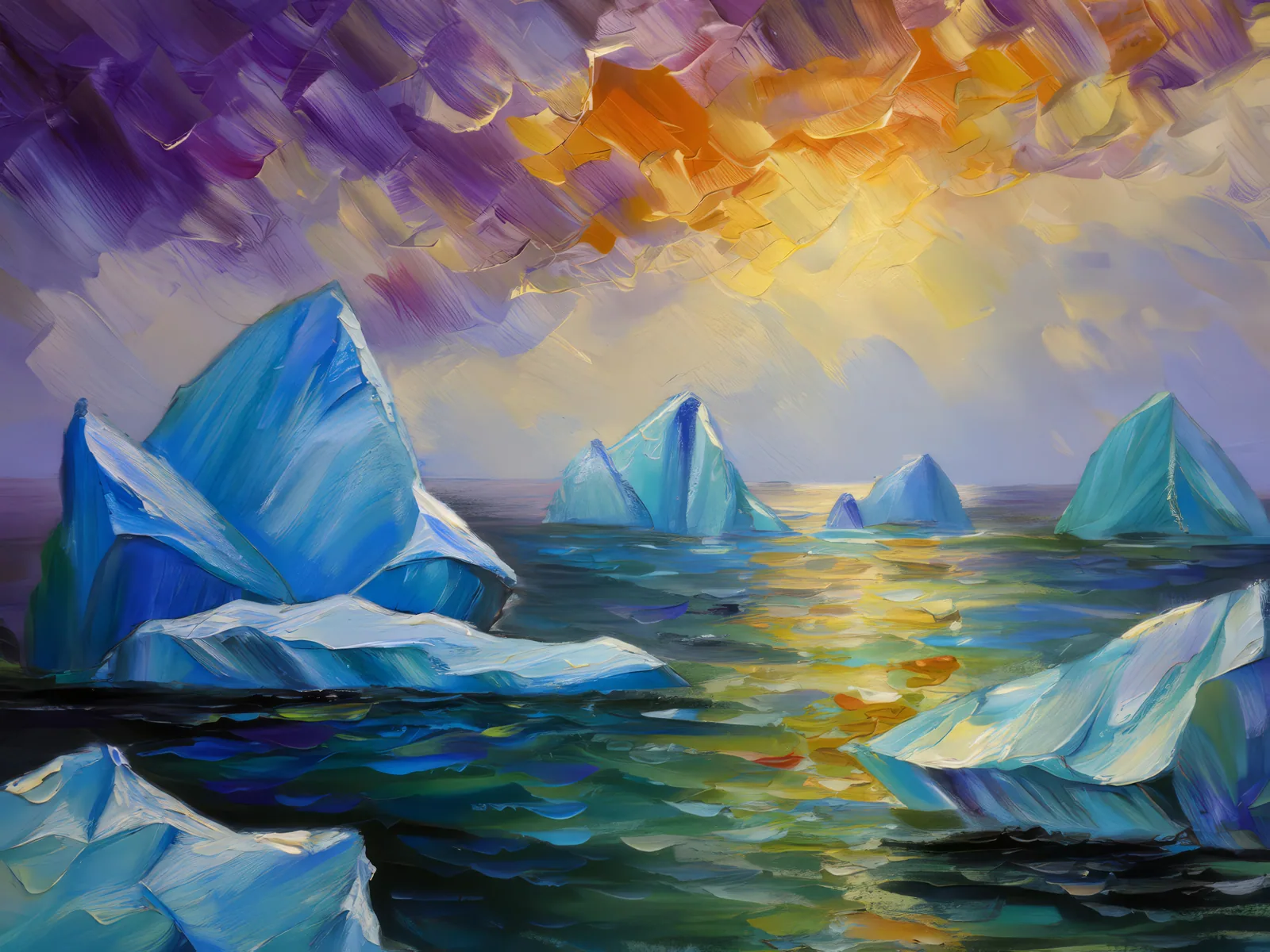 Floating Ocean Ice, a palette-knife oil landscape by Emma Mickelberg