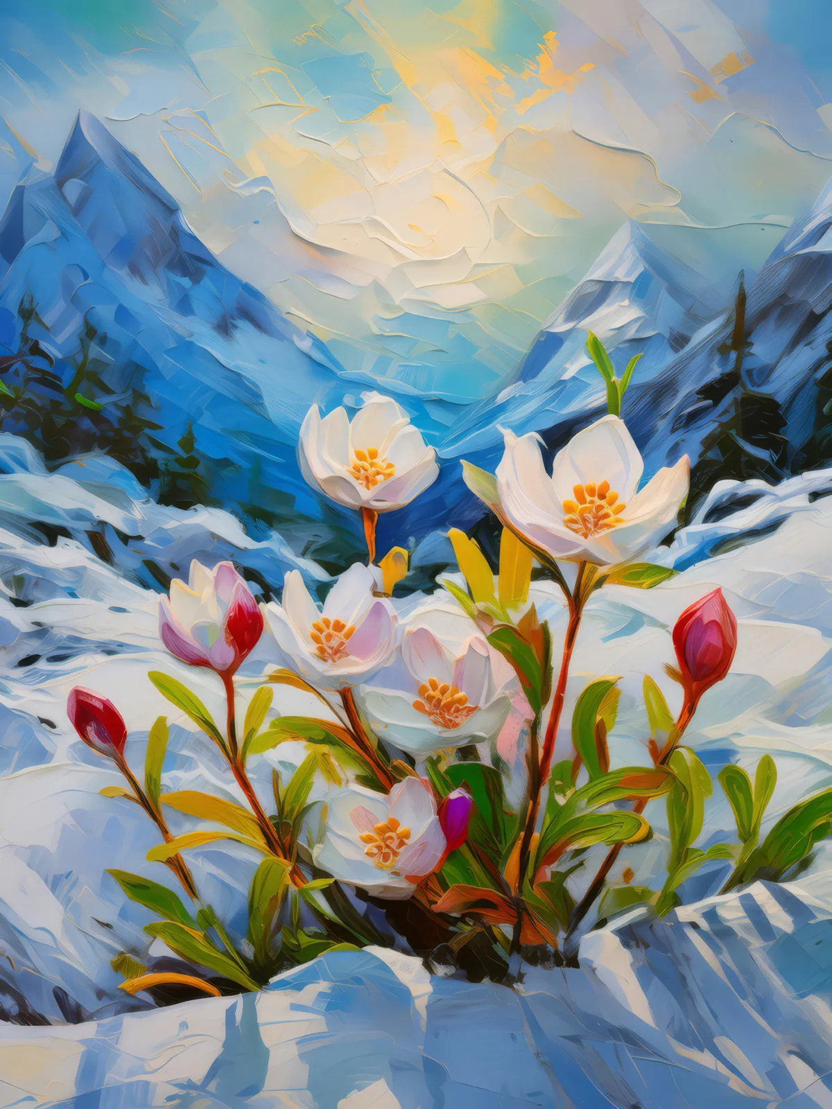 Flora of the Frozen North, a palette-knife oil landscape by Emma Mickelberg