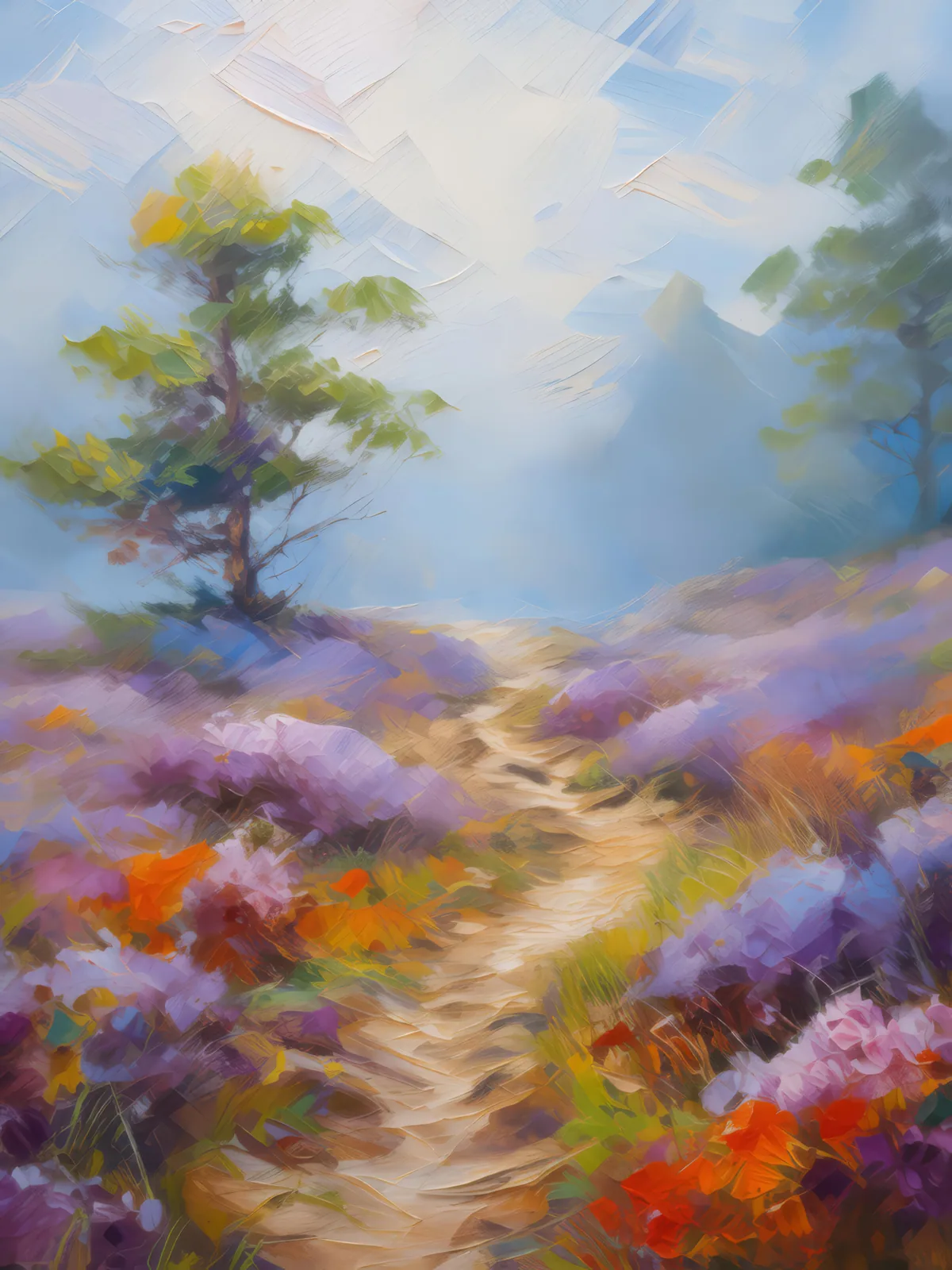 Fog Envelops the Moor, a palette-knife oil landscape by Emma Mickelberg