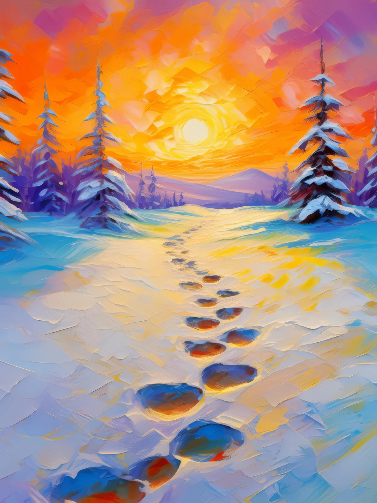 Footprints Across Boreal Desert, a palette-knife oil landscape by Emma Mickelberg