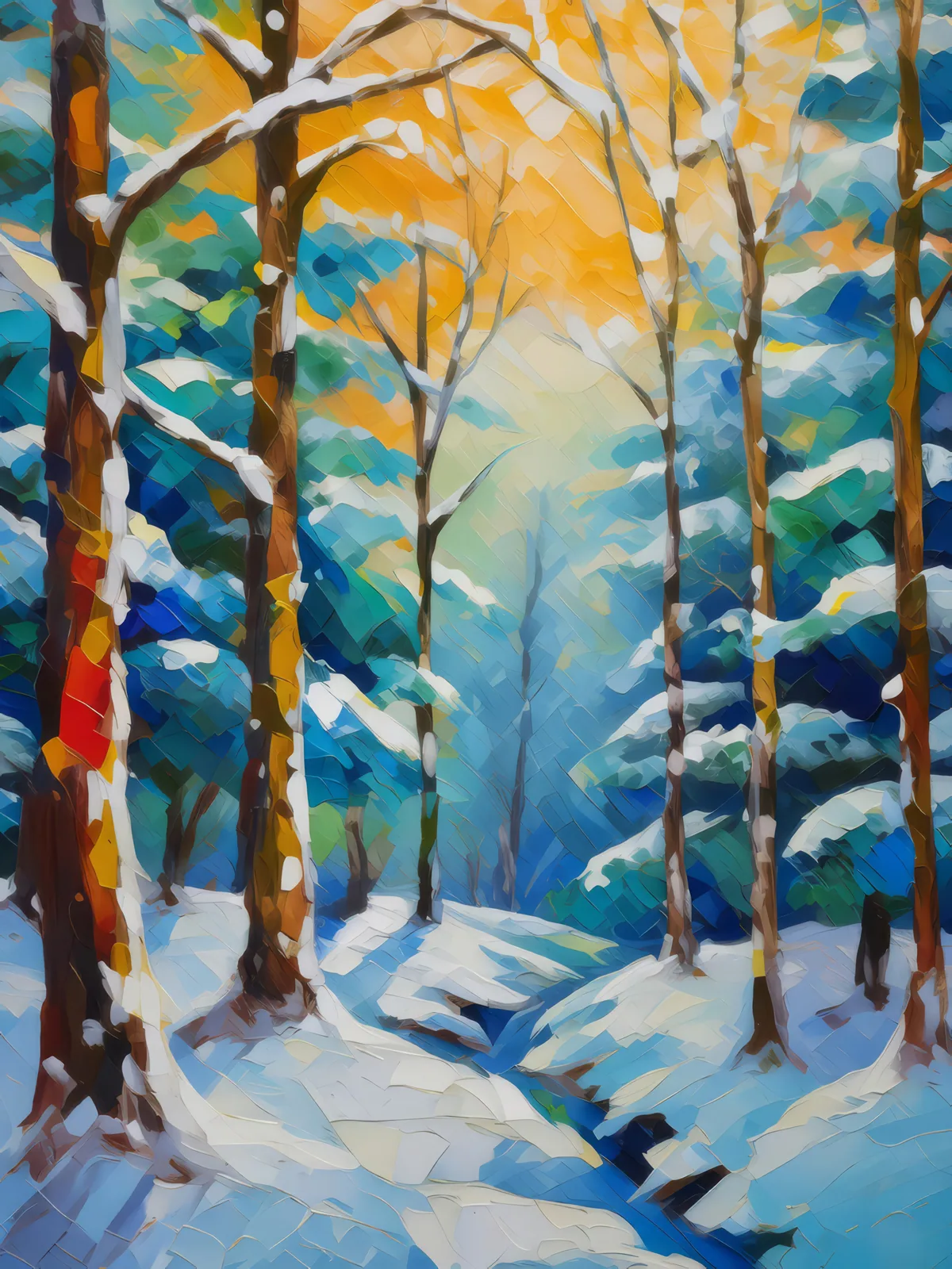 Forest Winter Silence, a palette-knife oil landscape by Emma Mickelberg