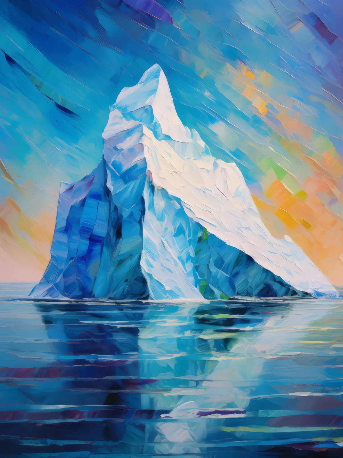 Frigid Polar Iceberg, a palette-knife oil landscape by Emma Mickelberg