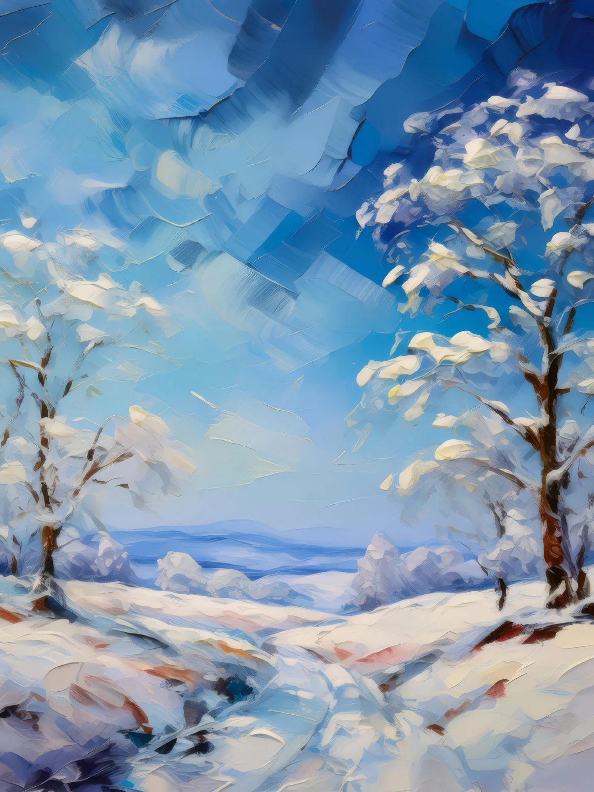 Frigid Winter Landscape, a palette-knife oil landscape by Emma Mickelberg