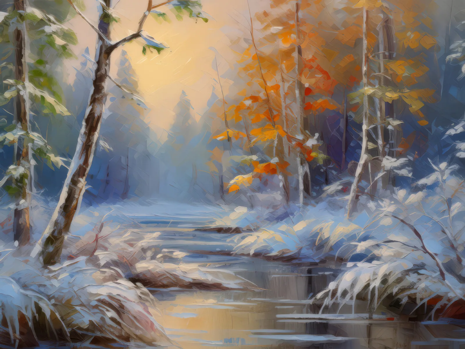 Frosty Mornings in the Jungle, a palette-knife oil landscape by Emma Mickelberg