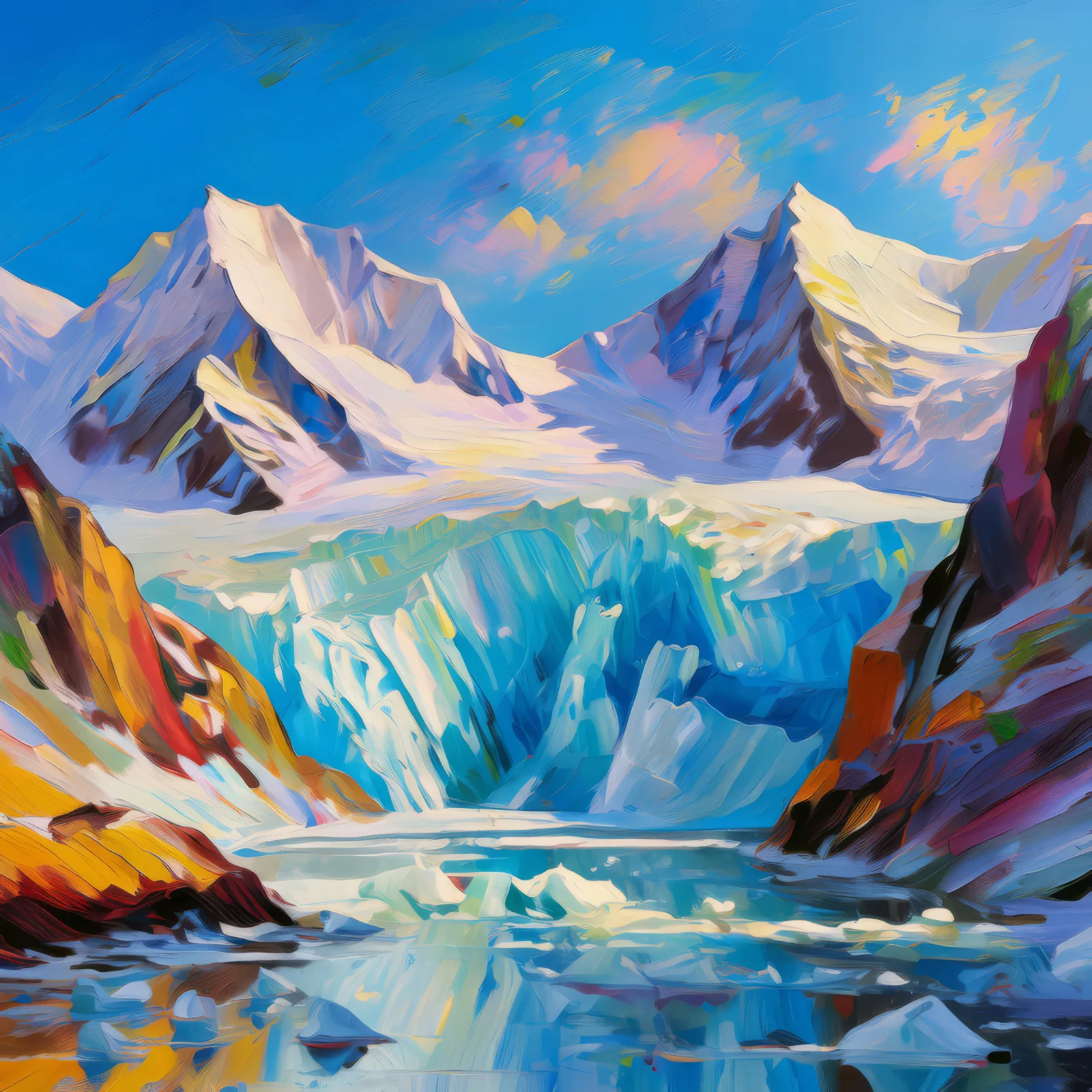 Frozen Arctic Glacier, a palette-knife oil landscape by Emma Mickelberg