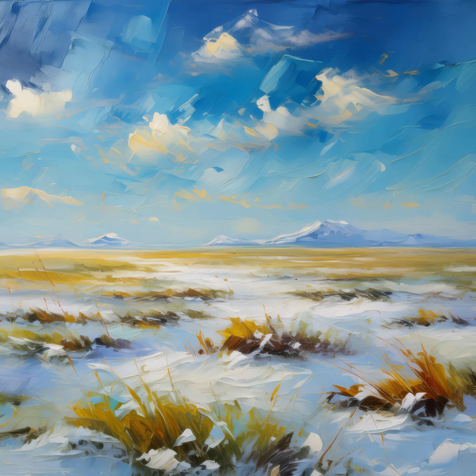 Frozen Arctic Grassland, a palette-knife oil landscape by Emma Mickelberg