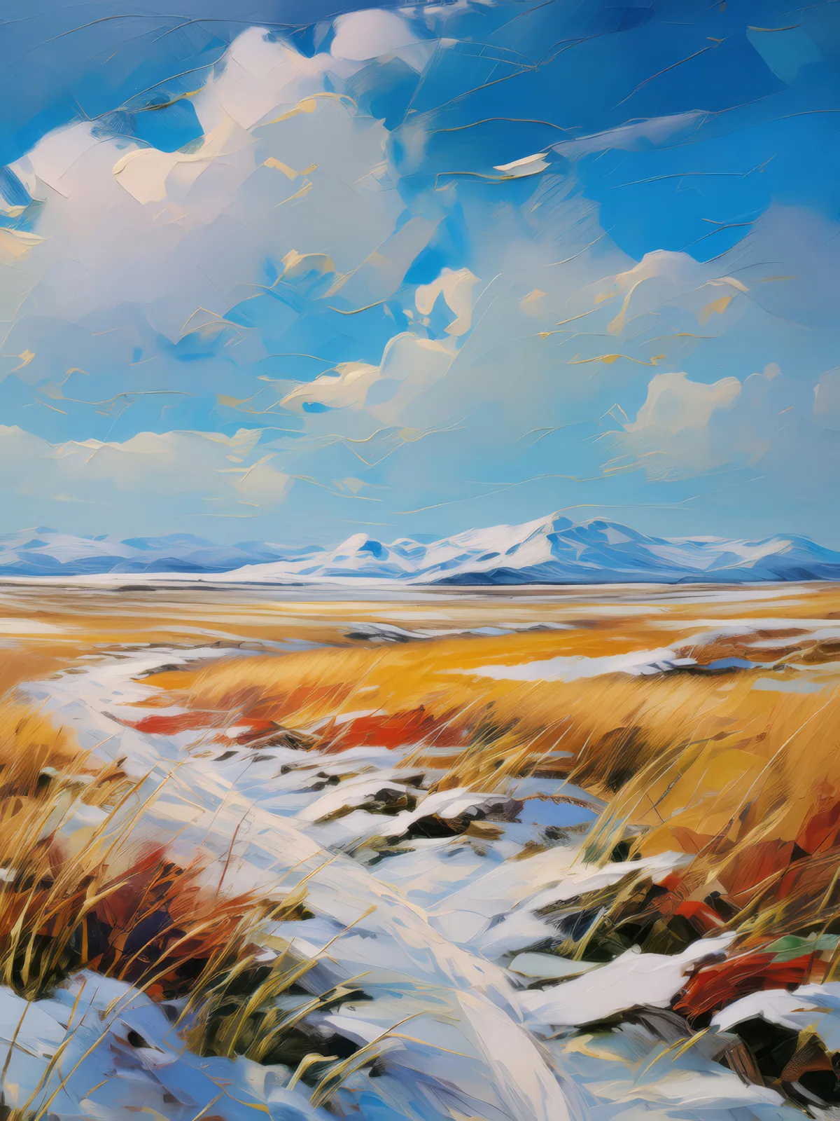 Frozen Arctic Meadow, a palette-knife oil landscape by Emma Mickelberg