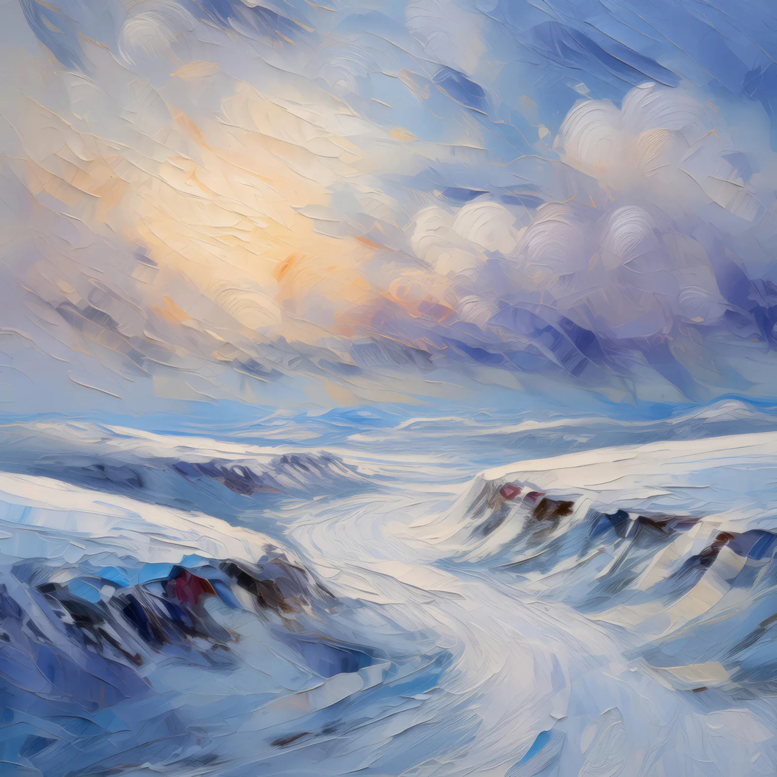 Frozen Arctic Tundra, a palette-knife oil landscape by Emma Mickelberg