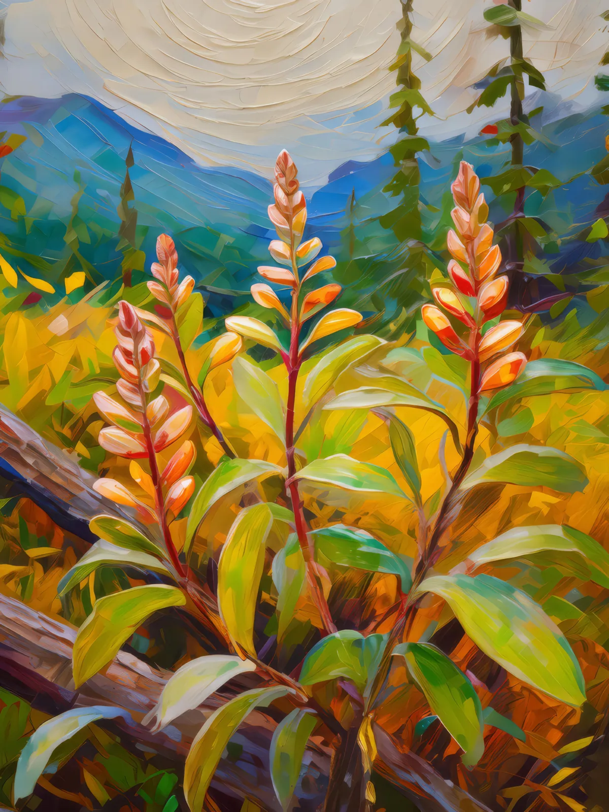 Frozen Desert Flora, a palette-knife oil landscape by Emma Mickelberg