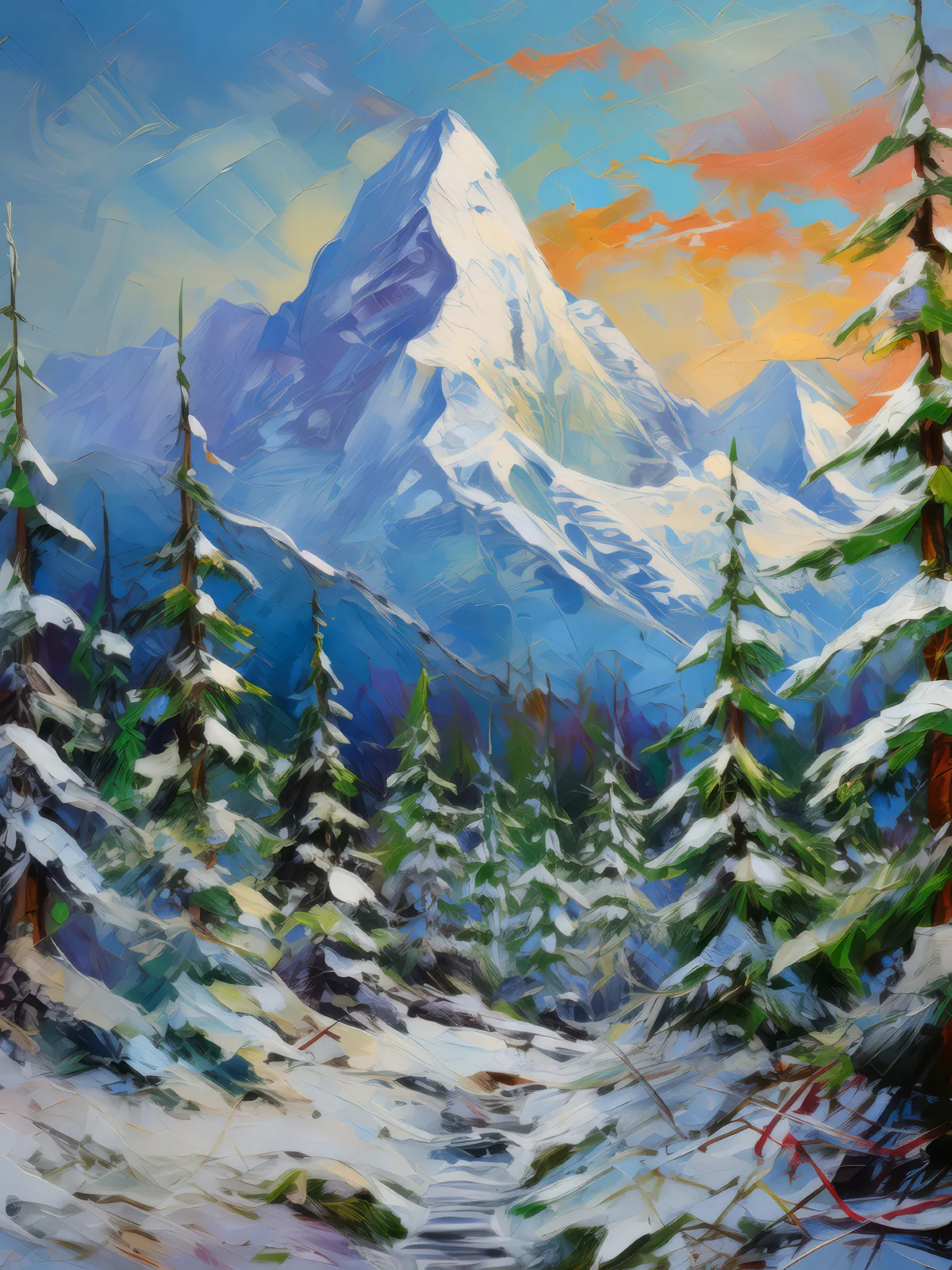 Frozen Forest, a palette-knife oil landscape by Emma Mickelberg