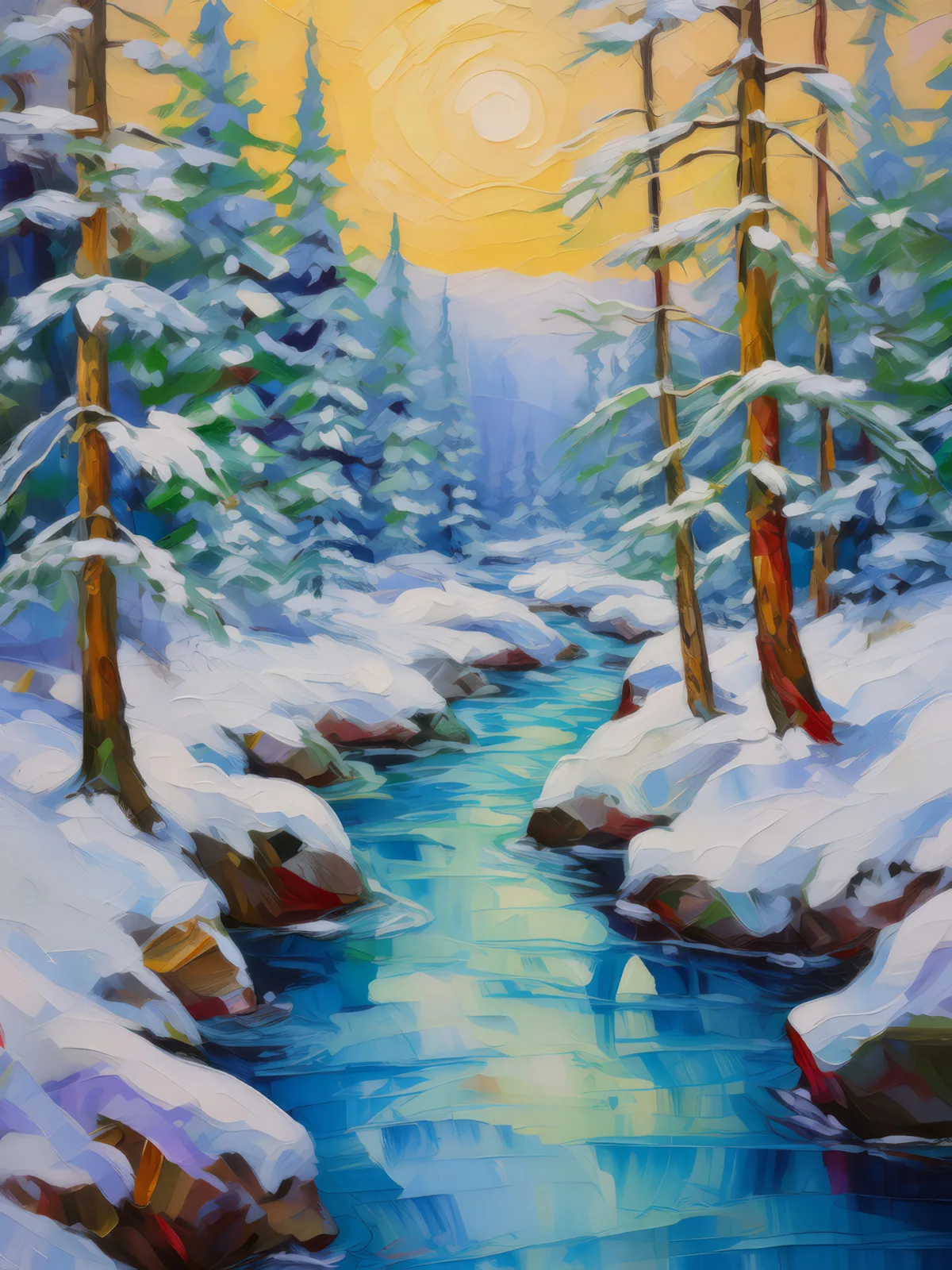 Frozen Streambed, a palette-knife oil landscape by Emma Mickelberg