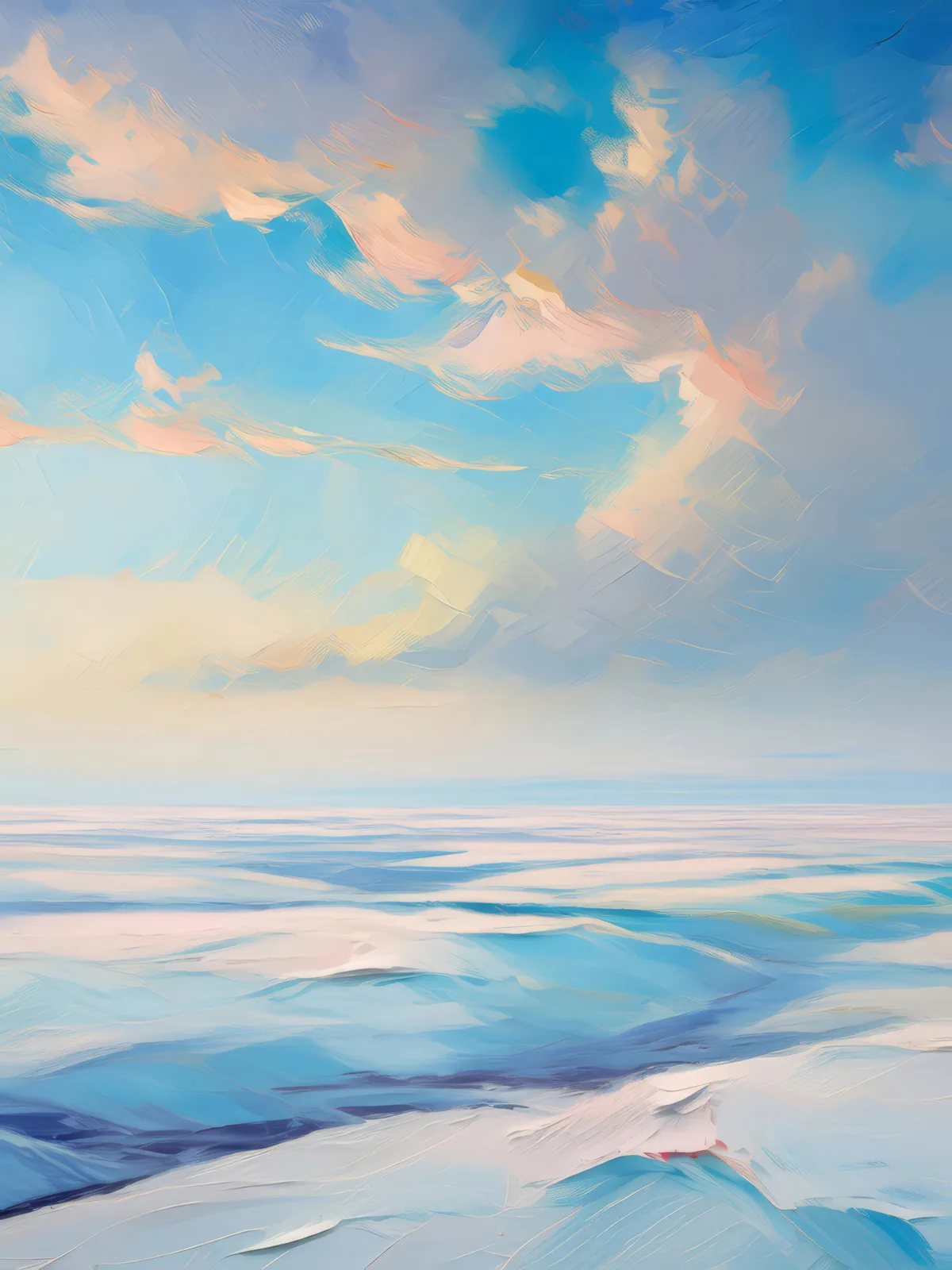 Frozen Tundra Expanses, a palette-knife oil landscape by Emma Mickelberg