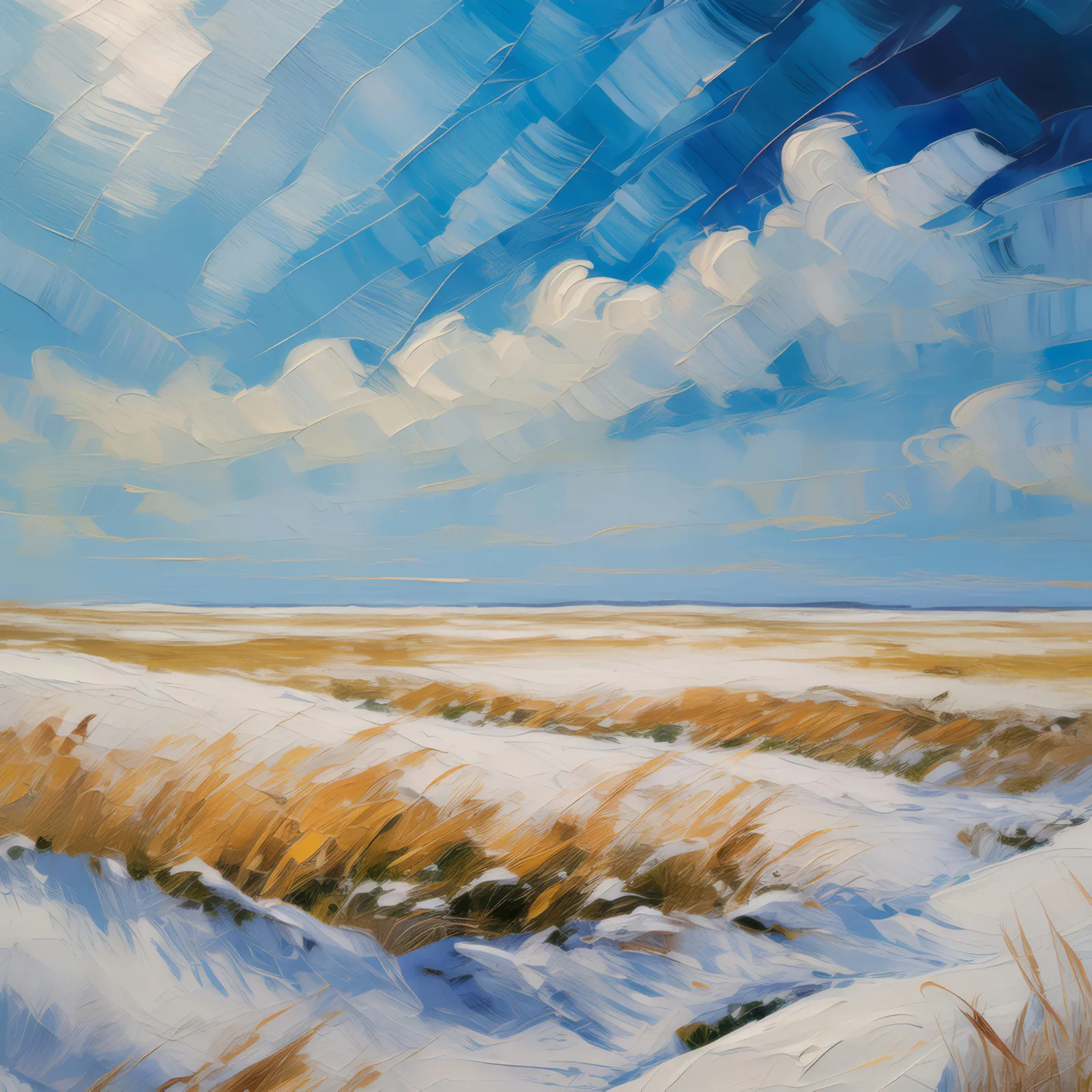 Frozen Tundra Plains, a palette-knife oil landscape by Emma Mickelberg