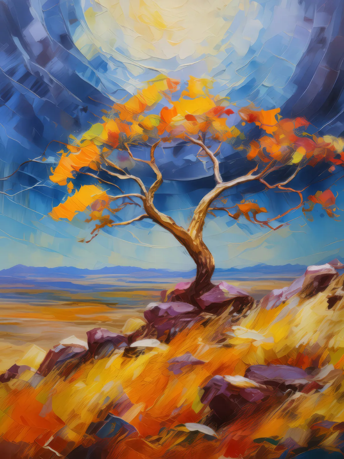Fulgurite Formation on Plateau, a palette-knife oil landscape by Emma Mickelberg