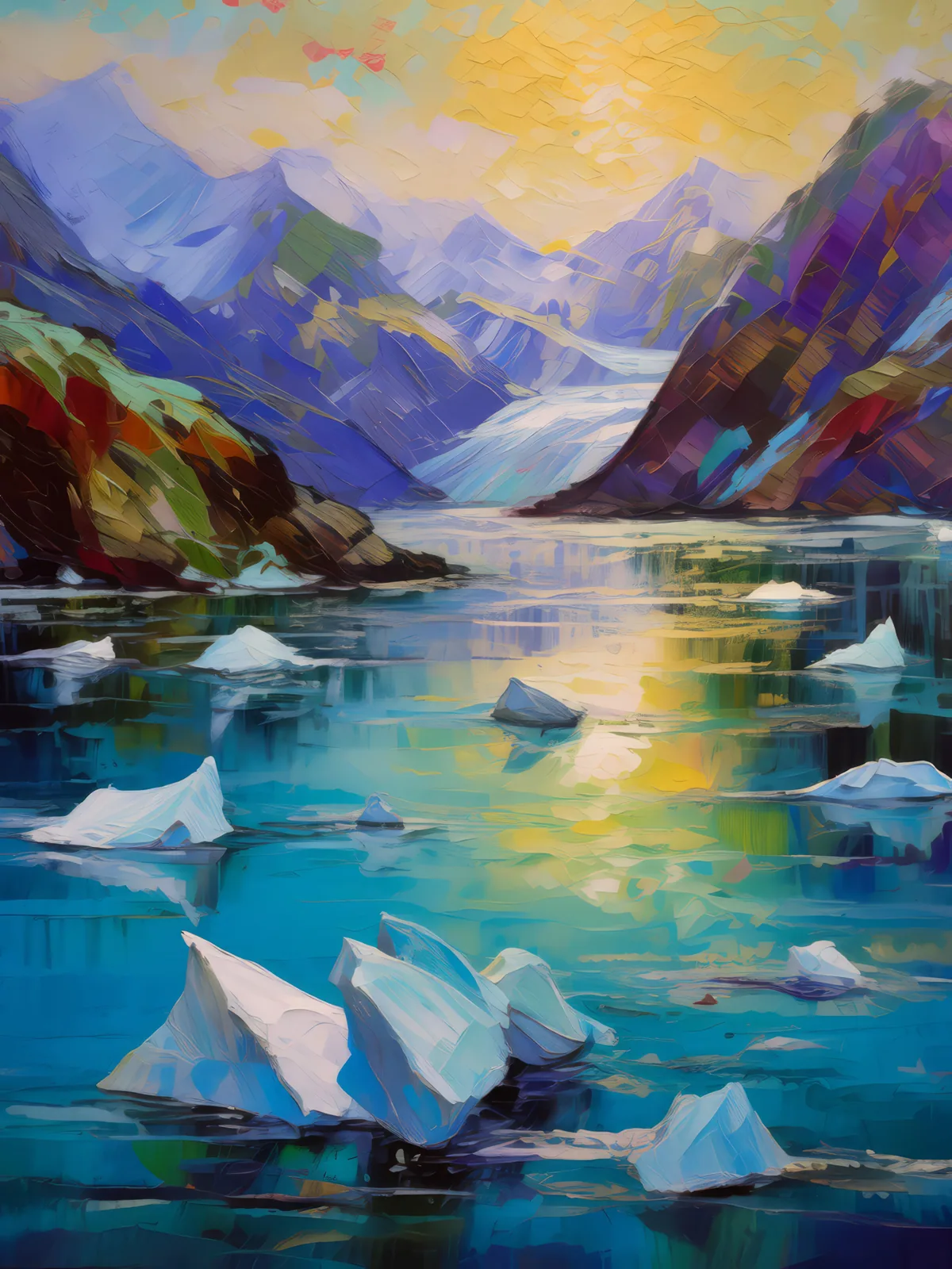 Glacial Bay, a palette-knife oil landscape by Emma Mickelberg