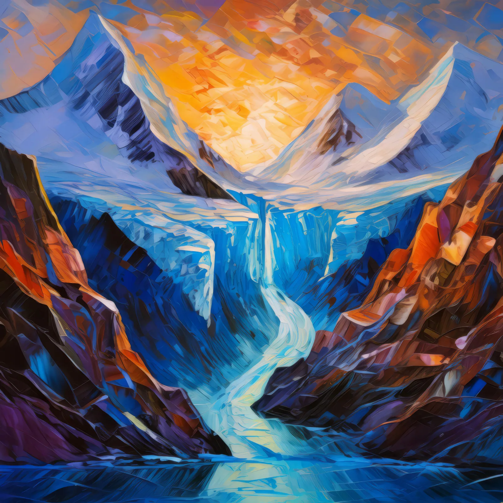 Glacial Crevasse, a palette-knife oil landscape by Emma Mickelberg