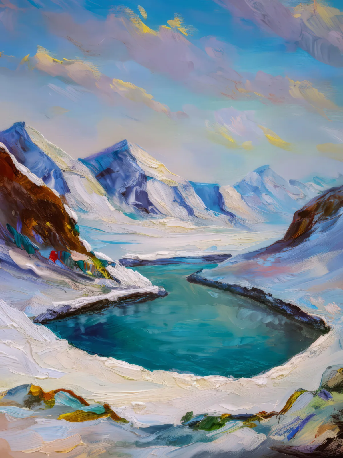 Glacial Desert Basin, a palette-knife oil landscape by Emma Mickelberg