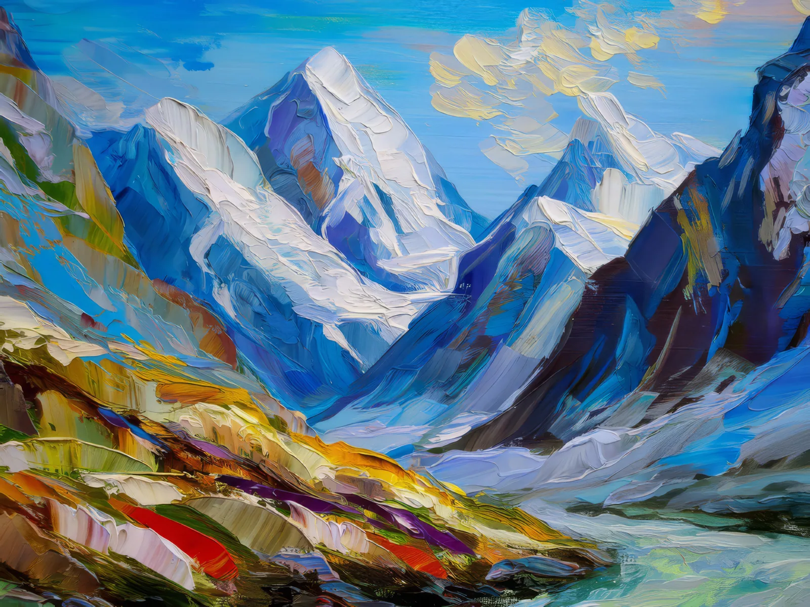 Glacial Valley, a palette-knife oil landscape by Emma Mickelberg
