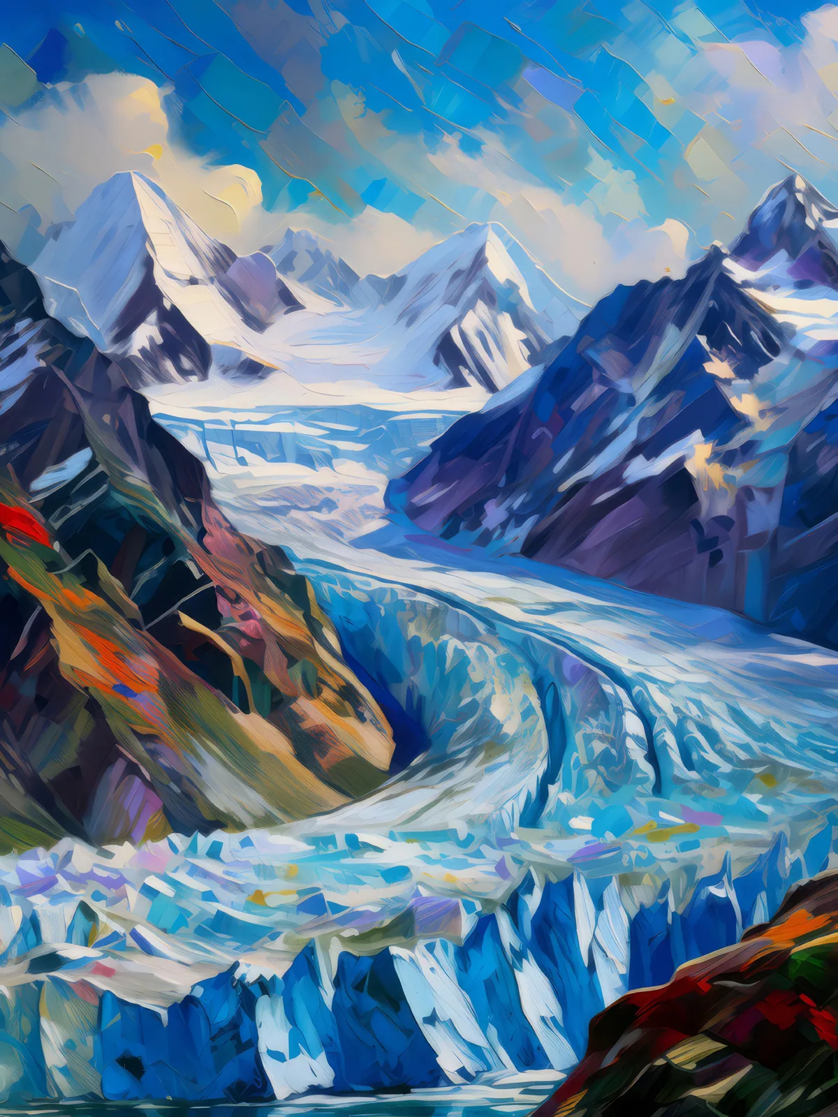 Glacier Panorama, a palette-knife oil landscape by Emma Mickelberg