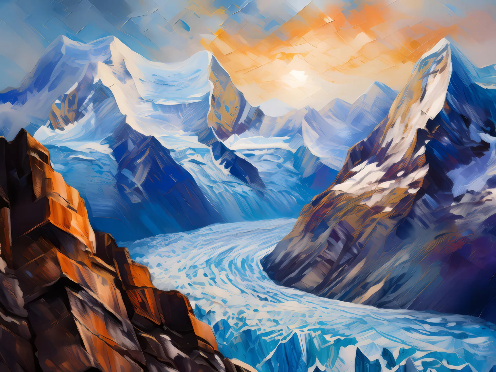 Glacier Viewpoint, a palette-knife oil landscape by Emma Mickelberg