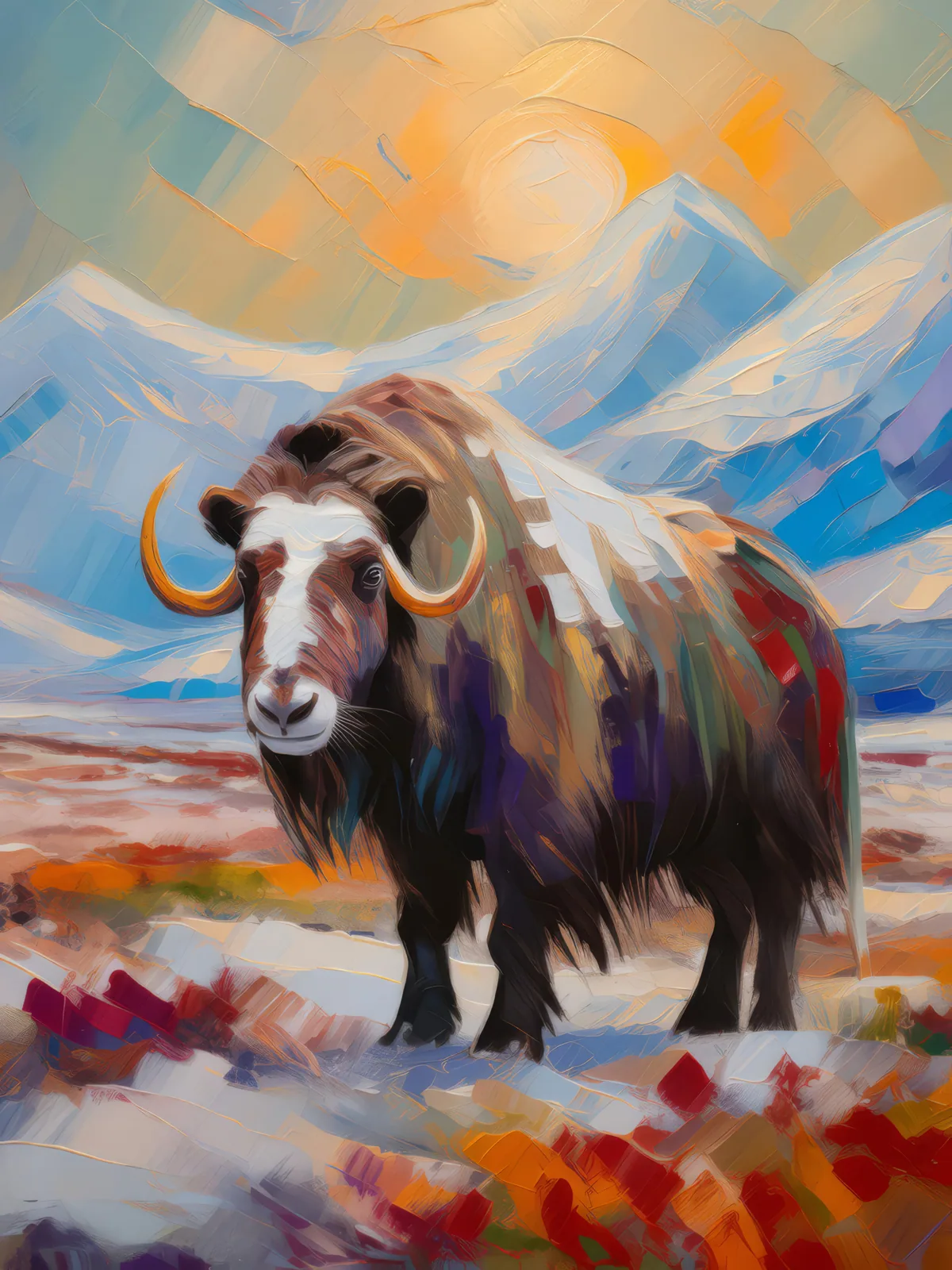 Guardians of the Tundra, a palette-knife oil landscape by Emma Mickelberg