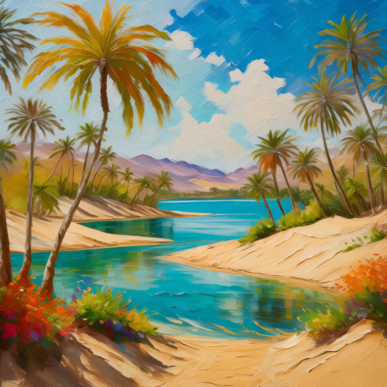 Hidden Oasis Sanctuary, a palette-knife oil landscape by Emma Mickelberg