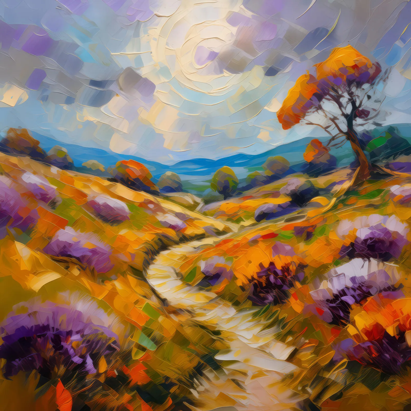 Hidden Paths of the Moor, a palette-knife oil landscape by Emma Mickelberg