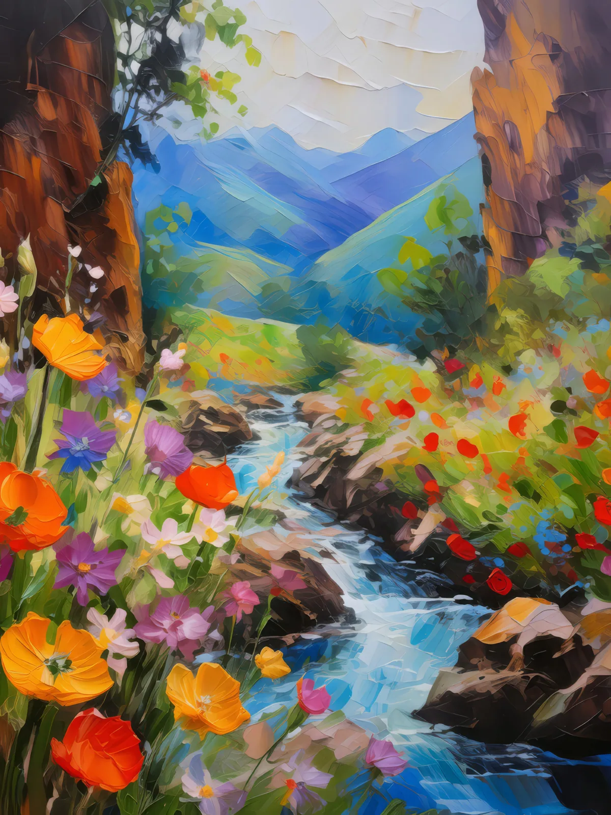 Hidden Valley Chasm, a palette-knife oil landscape by Emma Mickelberg