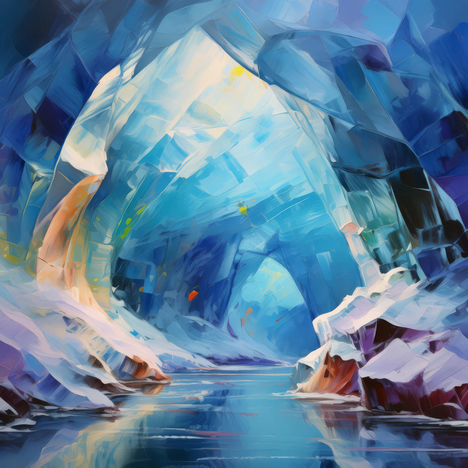 Ice Cave Interior, a palette-knife oil landscape by Emma Mickelberg