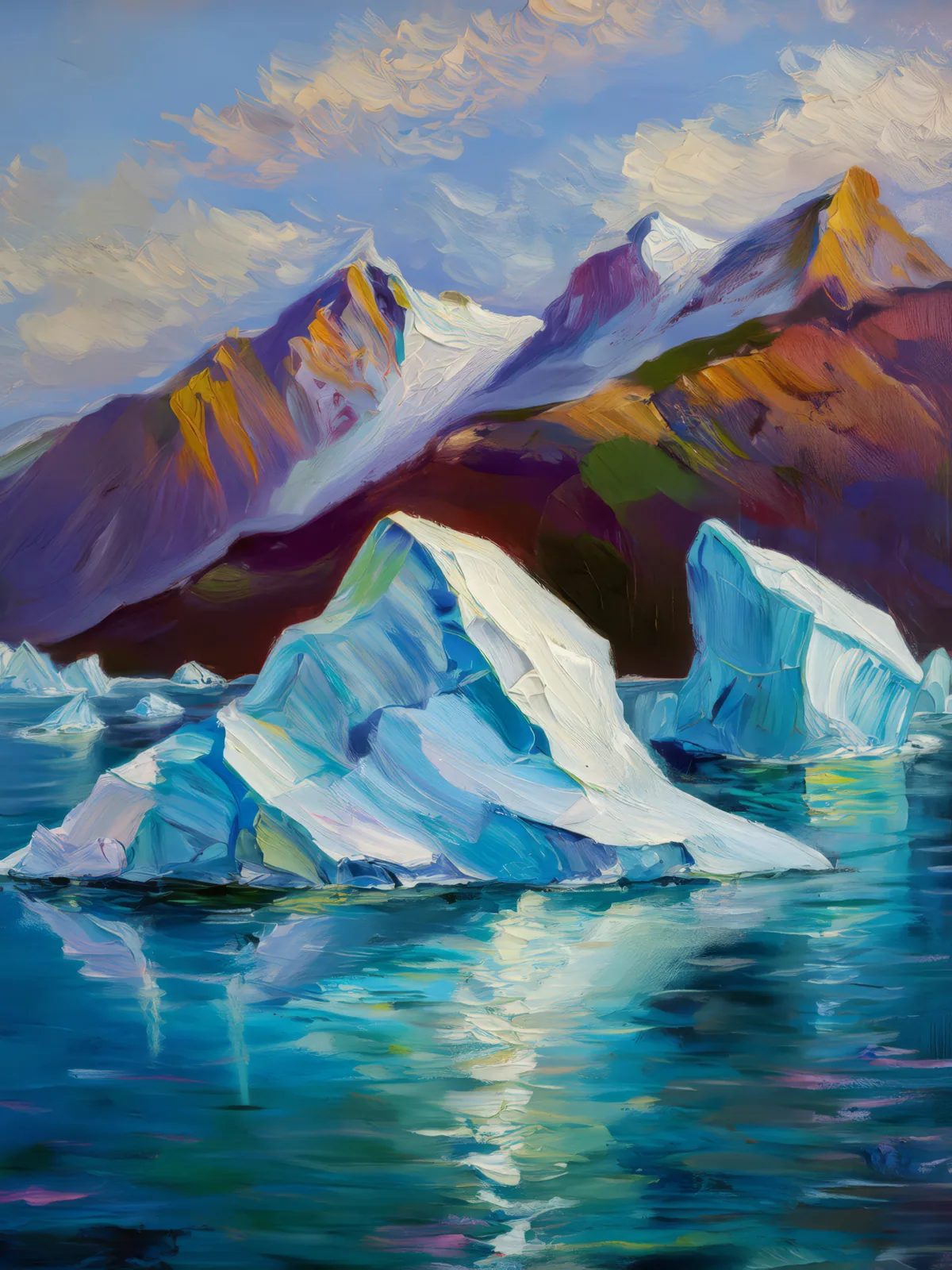 Iceberg Alley, a palette-knife oil landscape by Emma Mickelberg