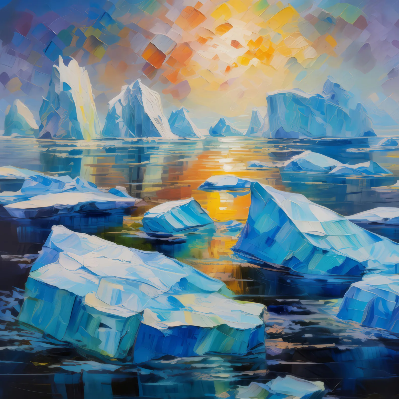Iceberg Graveyard, a palette-knife oil landscape by Emma Mickelberg