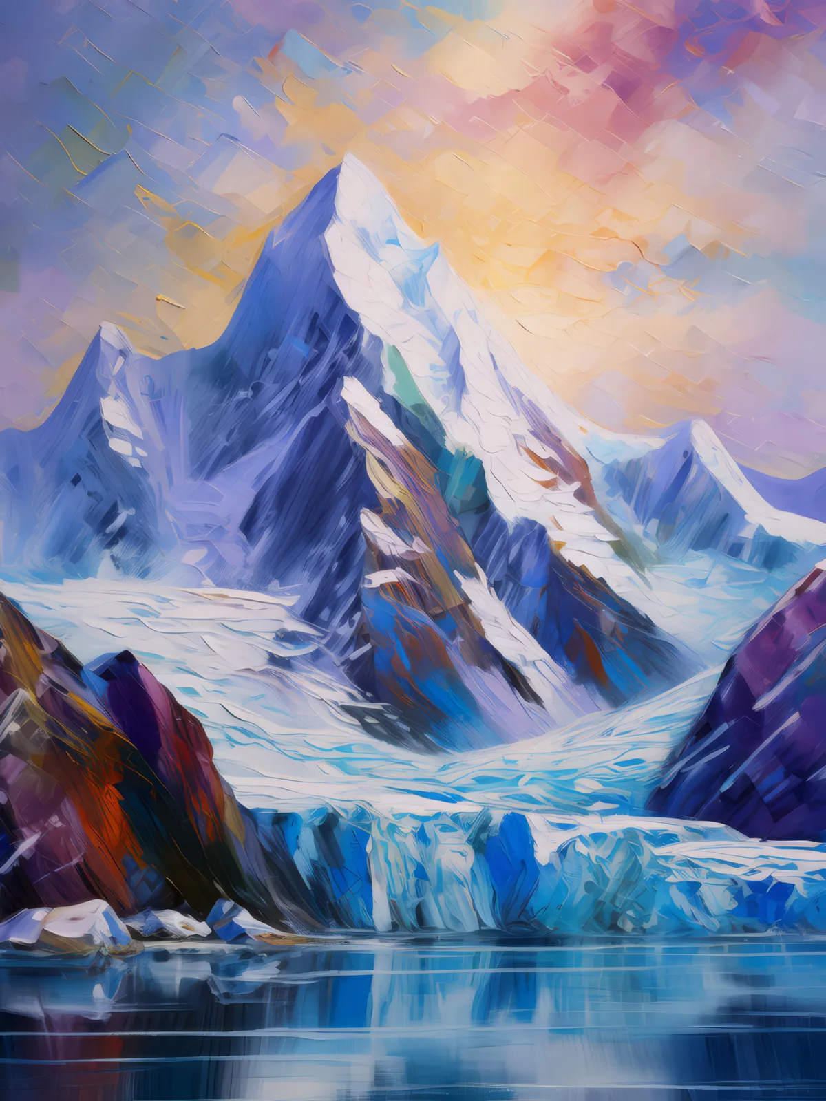 Icy Mountain Range, a palette-knife oil landscape by Emma Mickelberg