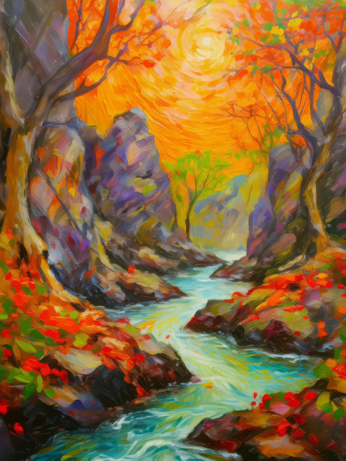 Lava Cave Grotto, a palette-knife oil landscape by Emma Mickelberg