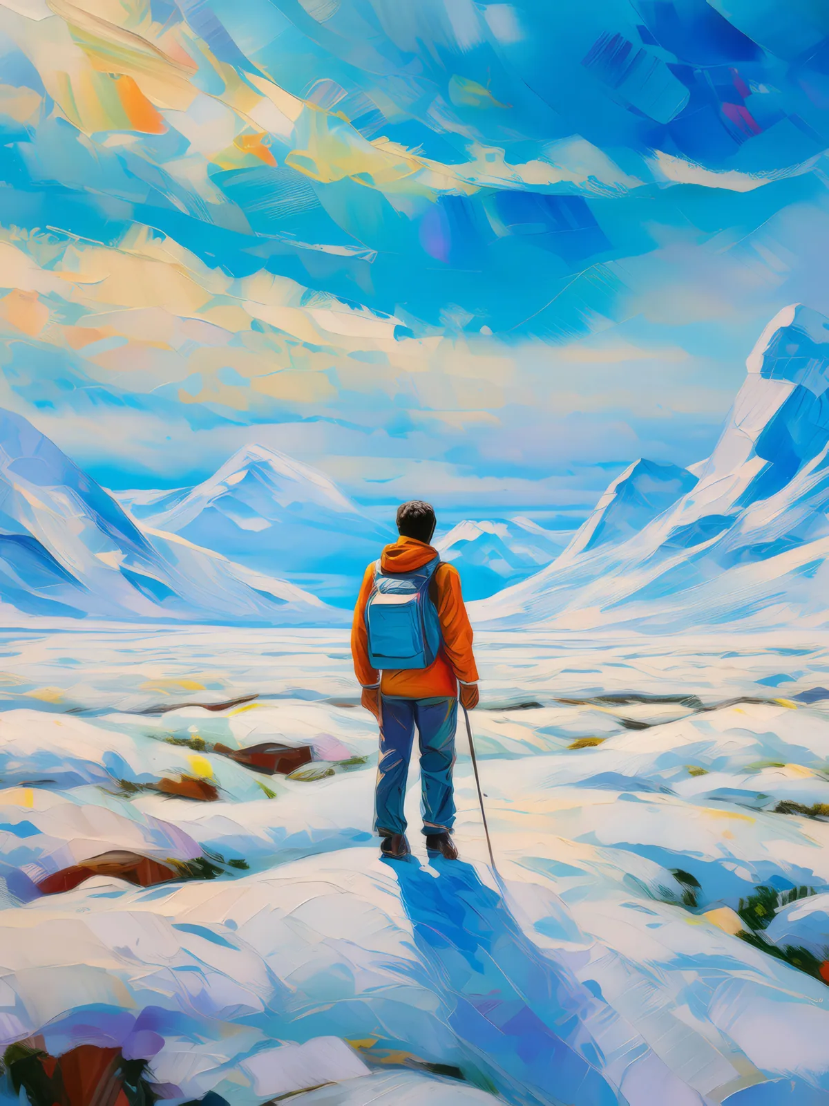 Lost in Tundra Expanse, a palette-knife oil landscape by Emma Mickelberg