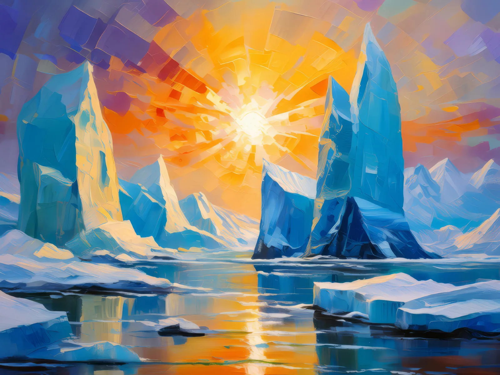 Majestic Arctic Desert Vista, a palette-knife oil landscape by Emma Mickelberg