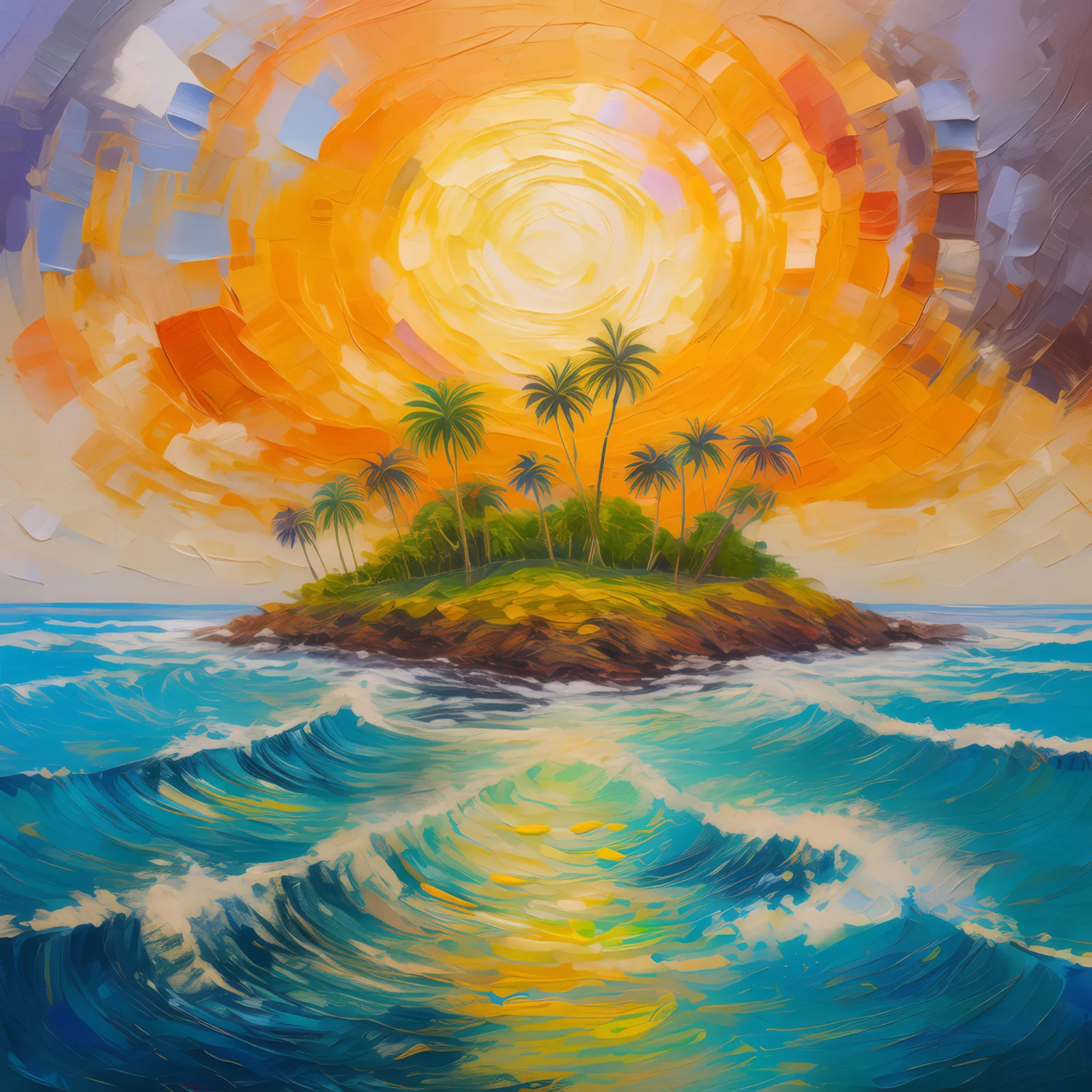 Mirage in the Ocean Desert, a palette-knife oil landscape by Emma Mickelberg