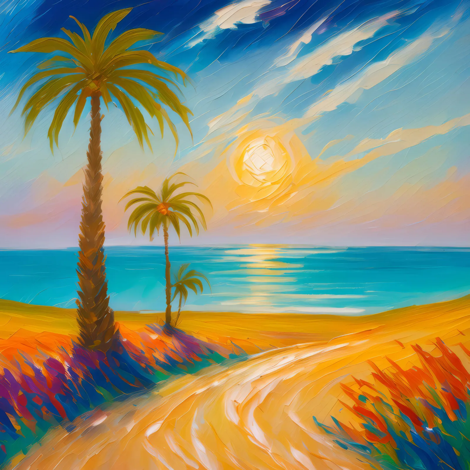 Mirage on Ocean Desert, a palette-knife oil landscape by Emma Mickelberg