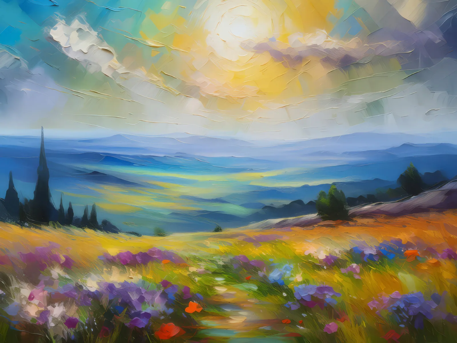 Mirage on Plateau Horizon, a palette-knife oil landscape by Emma Mickelberg
